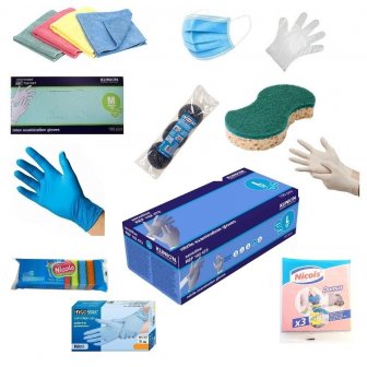 Резиновые перчатки, принадлежности для чистки