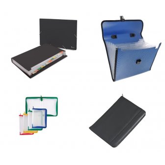 Folders with zipper, briefcases, filing systems