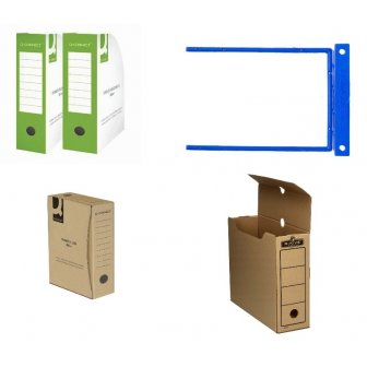 Archive boxes, stands, clips