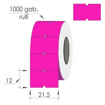 Marķēšanas uzlīmes 21.5X12mm, rozā , 1000uzl.