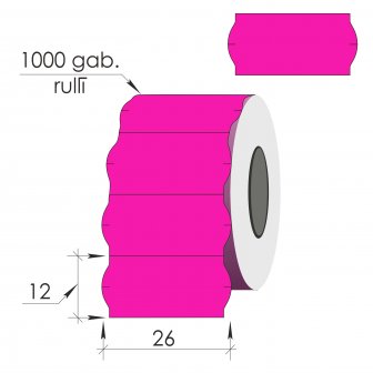 Marķēšanas uzlīmes 26X12mm, rozā, 1000uzl.