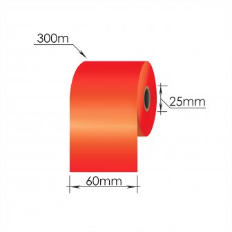 Ribbons 60mm x 300m/ 25mm/60mm/Wax-Resin/Out, sarkans papirs.lv