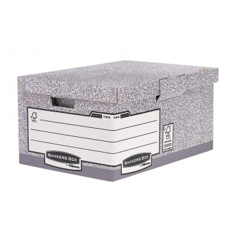 Arhīva kaste ar paceļamu vāku Fellowes, 378x293x545mm, pelēka ar baltu