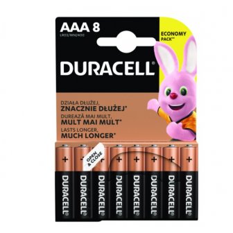 Baterijas Duracell AAA LR03 Alkaline, 1,5V, 8 gab. papirs.lv 