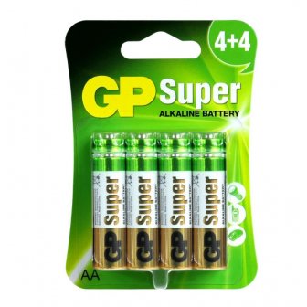 Baterijas GP Super AA/LR6 Alkaline, 1.5V, 8 gab. papirs.lv 