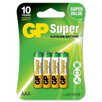Baterijas GP Super AAA / LR03, Alkaline, 1,5V, 4 gab. papirs.lv