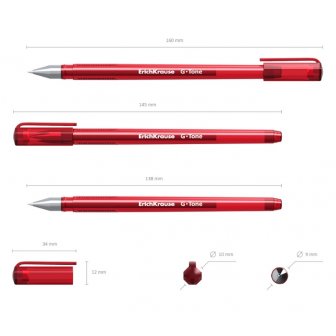 Gēla pildspalva ErichKrause G-TONE, 0.5mm, sarkana papirs.lv 1