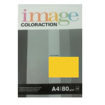 Krāsains papīrs Image Coloraction Sevilla, A4, 80g/m2, 50 loksnes, intensīvi dzeltens (Dark Yellow) papirs.lv 