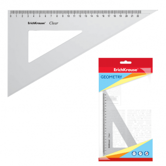 Lineāls trīsstūris ErichKrause, caurspīdīgs, plastmasas,  60°/22 cm papirs.lv2