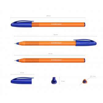Lodīšu pildspalva ErichKrause Orange Stick U-108, 1mm, zila papirs.lv 2