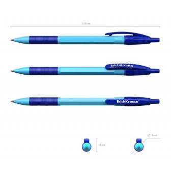 Lodīšu pildspalva ErichKrause R-301 NEON Matick&Grip, 0.7mm, automātiska, zila papir.slv 3