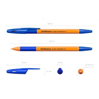 Lodīšu pildspalva ErichKrause R-301 Orage Stick&Grip, 0.7mm, zila papirs.lv 1