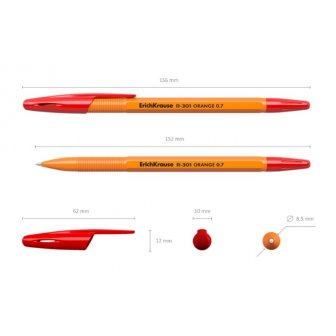 Lodīšu pildspalva ErichKrause R-301 ORANGE, 0.7mm, sarkana papirs.lv 1