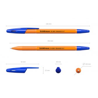 Lodīšu pildspalva ErichKrause R-301 ORANGE, 0.7mm, zila papirs.lv 1
