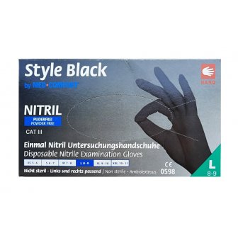 Nitrila cimdi Style Black, L izmērs, bez pūdera, melni, 100gab. papirs.lv 