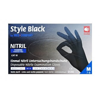 Nitrila cimdi Style Black, M izmērs, bez pūdera, melni, 100gab. PAPIRS.LV 