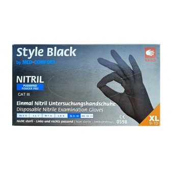 Nitrila cimdi Style Black, XL izmērs, bez pūdera, melni, 100gab. papirs.lv 