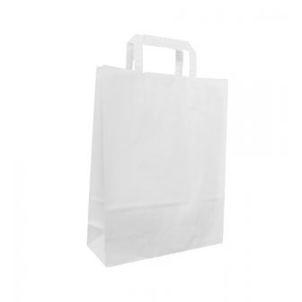 Papīra maisiņš ar rokturiem, 220x100x280mm, 80g/m2, 6.2 l, balts papirs.lv