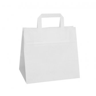 Papīra maisiņš ar rokturiem, 260x170x250mm, 80g/m2, 11.1 l, balts papirs.lv 