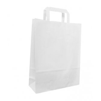 Papīra maisiņš ar rokturiem, 320x120x400mm, 80g/m2, 15.4 l, balts papirs.lv 