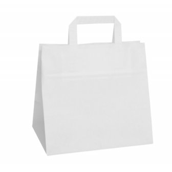 Papīra maisiņš ar rokturiem, 320x170x270mm, 80g/m2, 14.7 l, balts papirs.lv