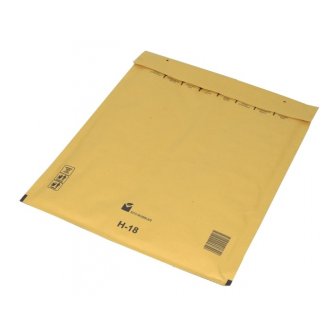 Polsterēta aploksne ar burbuļplēvi H/18, 290x350+50 (270x360)mm, dzeltena