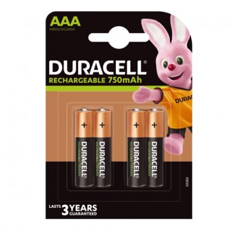Uzlādējamās baterijas Duracell AAA / R03, 750mAh, Recharge, 4 gab. papirs.lv